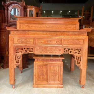 [SIÊU PHẨM BỘ ĐÔI TUYỆT ĐẸP] Ngang 127cm-154cm Bàn Thờ Phật Bàn Thờ Gia Tiên Gỗ Hương Đỏ Xịn Hàng Bắc Tuyển Chọn